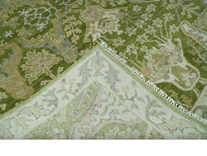 The Rug Decor Area Rug Custom Made Green and Ivory Traditional Dragon Oushak Design Hand knotted wool rug Custom Made Green and Ivory Traditional Dragon Oushak Design Hand knotted wool rug