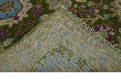 The Rug Decor Area Rug Custom Made Green, Beige and Purple Hand Knotted Traditional Oushak wool area rug Custom Made Green, Beige and Purple Hand Knotted Traditional Oushak wool area rug