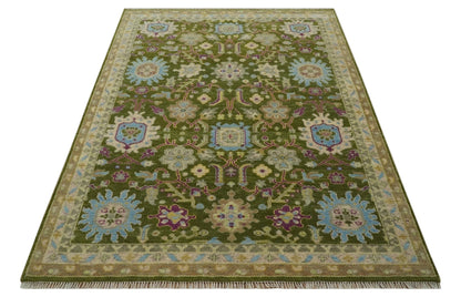 The Rug Decor Area Rug Custom Made Green, Beige and Purple Hand Knotted Traditional Oushak wool area rug Custom Made Green, Beige and Purple Hand Knotted Traditional Oushak wool area rug