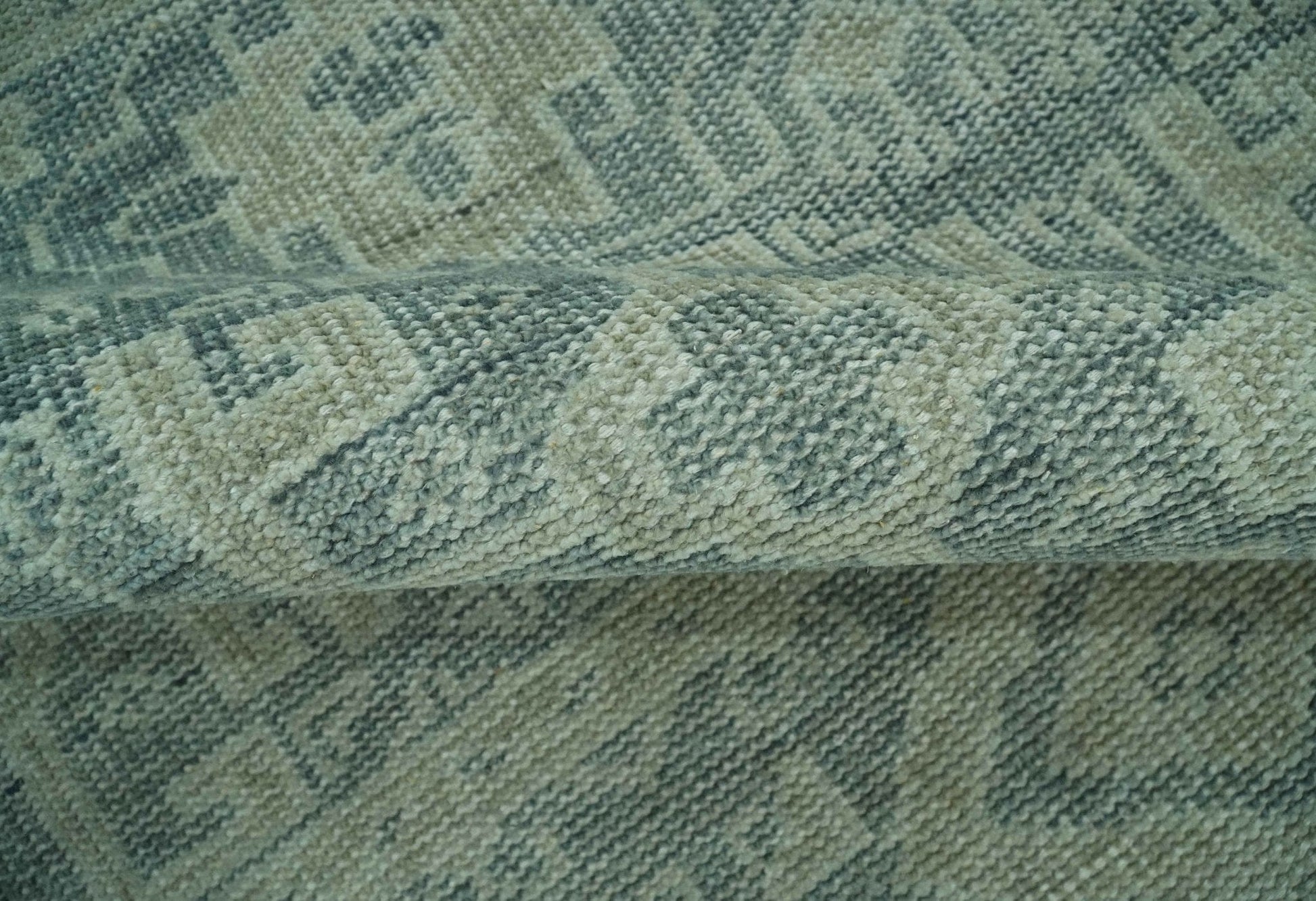 The Rug Decor Area Rug Custom Made Green, Gray, Beige and Silver Hand Knotted Tribal Design wool area rug Custom Made Green, Gray, Beige and Silver Hand Knotted Tribal Design wool area rug