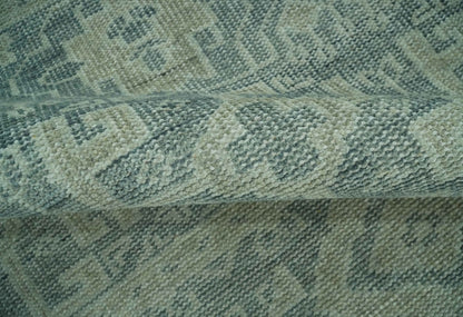 The Rug Decor Area Rug Custom Made Green, Gray, Beige and Silver Hand Knotted Tribal Design wool area rug Custom Made Green, Gray, Beige and Silver Hand Knotted Tribal Design wool area rug