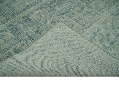 The Rug Decor Area Rug Custom Made Green, Gray, Beige and Silver Hand Knotted Tribal Design wool area rug Custom Made Green, Gray, Beige and Silver Hand Knotted Tribal Design wool area rug
