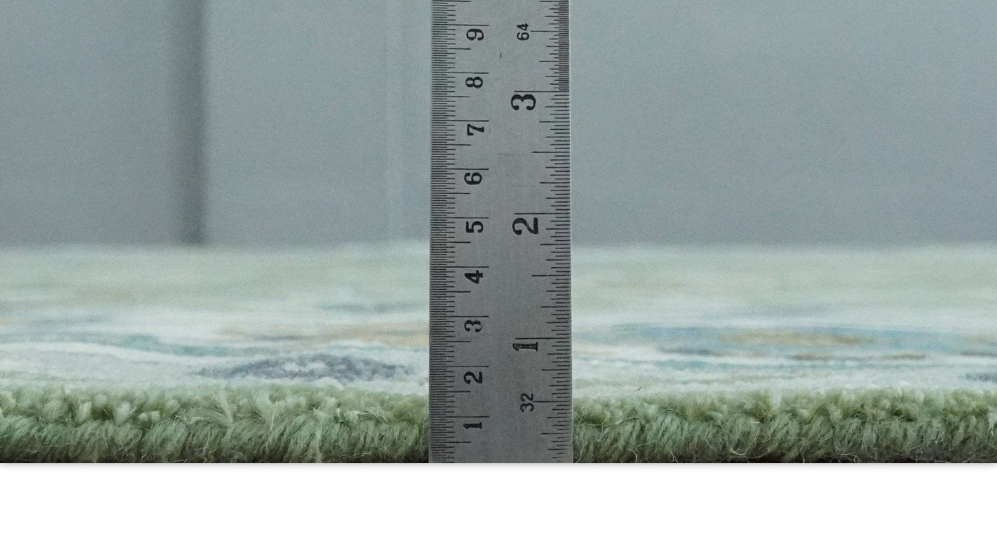 The Rug Decor Area Rug Custom Made Green, Ivory and Silver Traditional Turkish Hand Knotted Wool Rug Custom Made Green, Ivory and Silver Traditional Turkish Hand Knotted Wool Rug