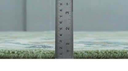 The Rug Decor Area Rug Custom Made Green, Ivory and Silver Traditional Turkish Hand Knotted Wool Rug Custom Made Green, Ivory and Silver Traditional Turkish Hand Knotted Wool Rug