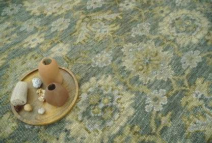 The Rug Decor Area Rug Custom Made Green, Silver and Olive Hand knotted Traditional Oushak Wool Area Rug Custom Made Green, Silver and Olive Hand knotted Traditional Oushak Wool Area Rug