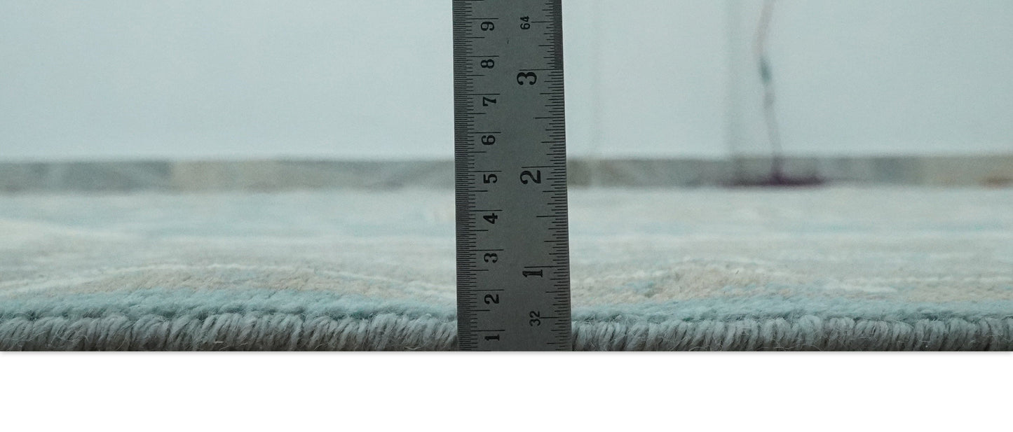 The Rug Decor Area Rug Custom Made Hand Knotted Blue, Ivory, Camel and Gray Traditional Heriz wool rug Custom Made Hand Knotted Blue, Ivory, Camel and Gray Traditional Heriz wool rug