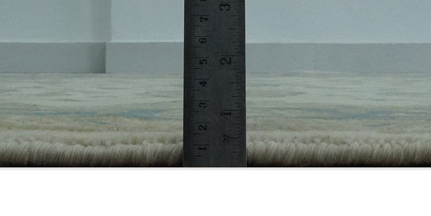 The Rug Decor Area Rug Custom Made Hand Knotted Ivory, Teal and Olive Traditional Oriental Oushak wool rug Custom Made Hand Knotted Ivory, Teal and Olive Traditional Oriental Oushak wool rug