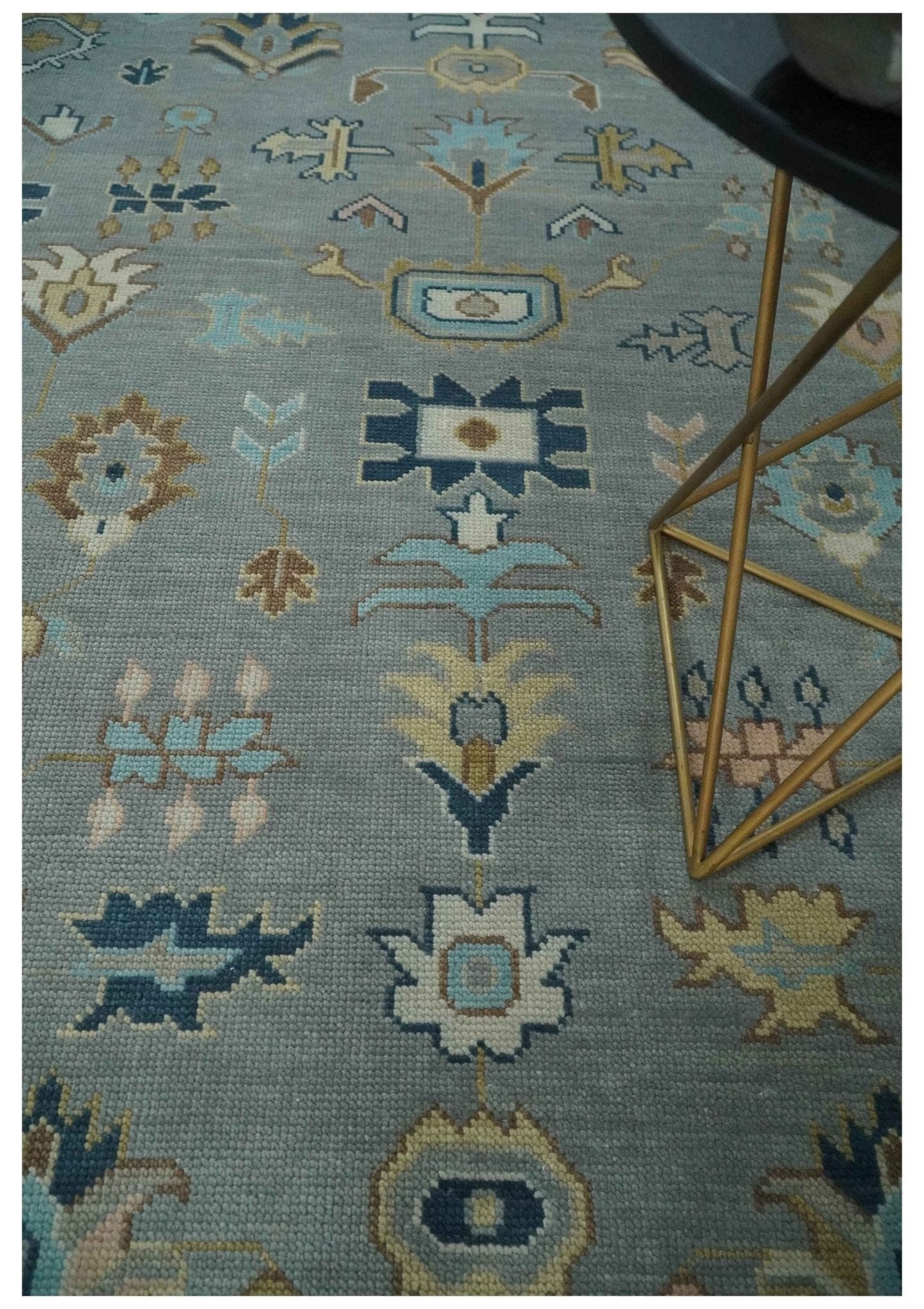 The Rug Decor Area Rug Custom Made Hand knotted Silver and Blue Traditional Oushak wool Area Rug Custom Made Hand knotted Silver and Blue Traditional Oushak wool Area Rug