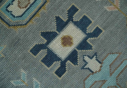 The Rug Decor Area Rug Custom Made Hand knotted Silver and Blue Traditional Oushak wool Area Rug Custom Made Hand knotted Silver and Blue Traditional Oushak wool Area Rug