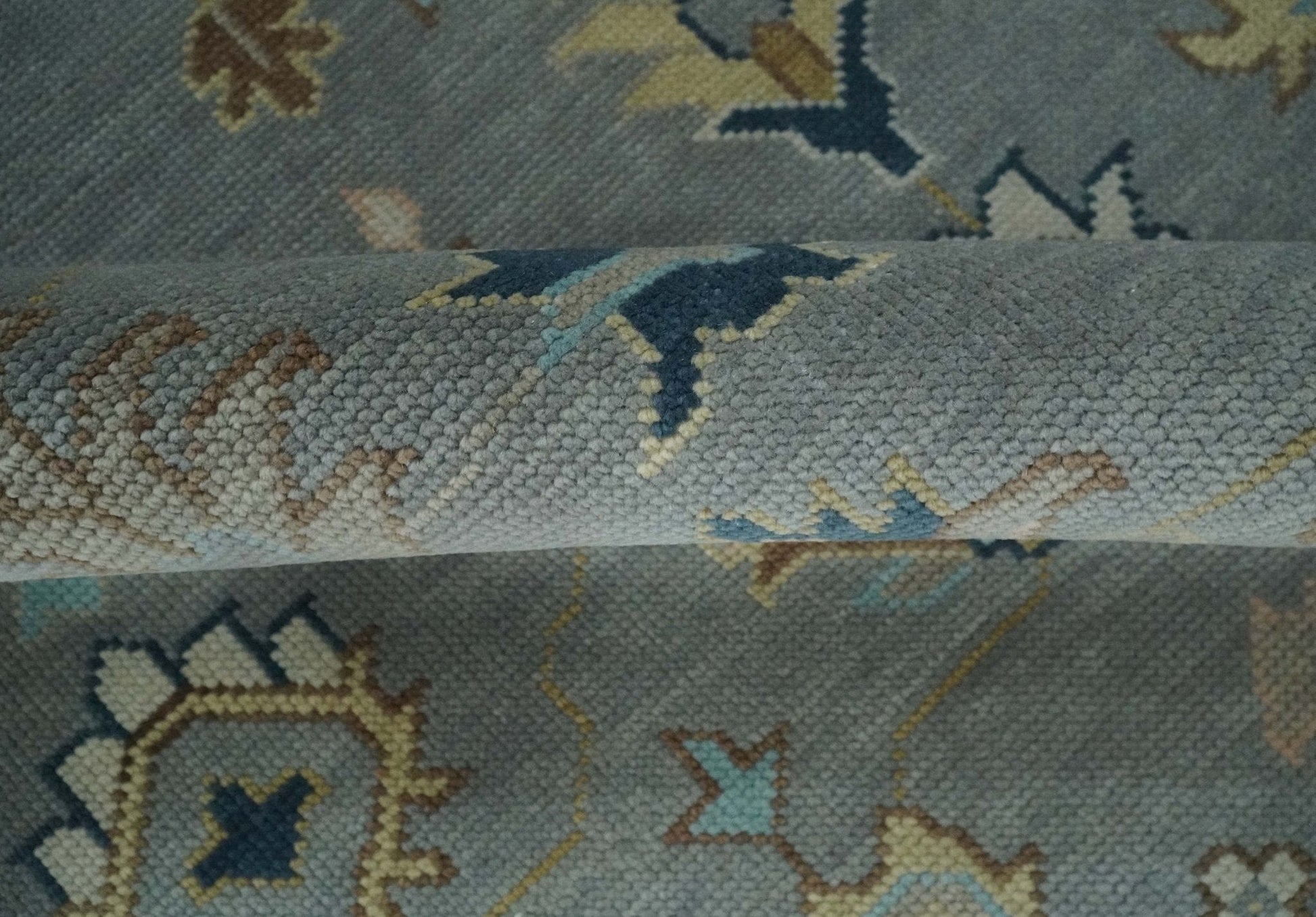 The Rug Decor Area Rug Custom Made Hand knotted Silver and Blue Traditional Oushak wool Area Rug Custom Made Hand knotted Silver and Blue Traditional Oushak wool Area Rug