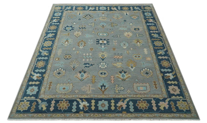 The Rug Decor Area Rug Custom Made Hand knotted Silver and Blue Traditional Oushak wool Area Rug Custom Made Hand knotted Silver and Blue Traditional Oushak wool Area Rug