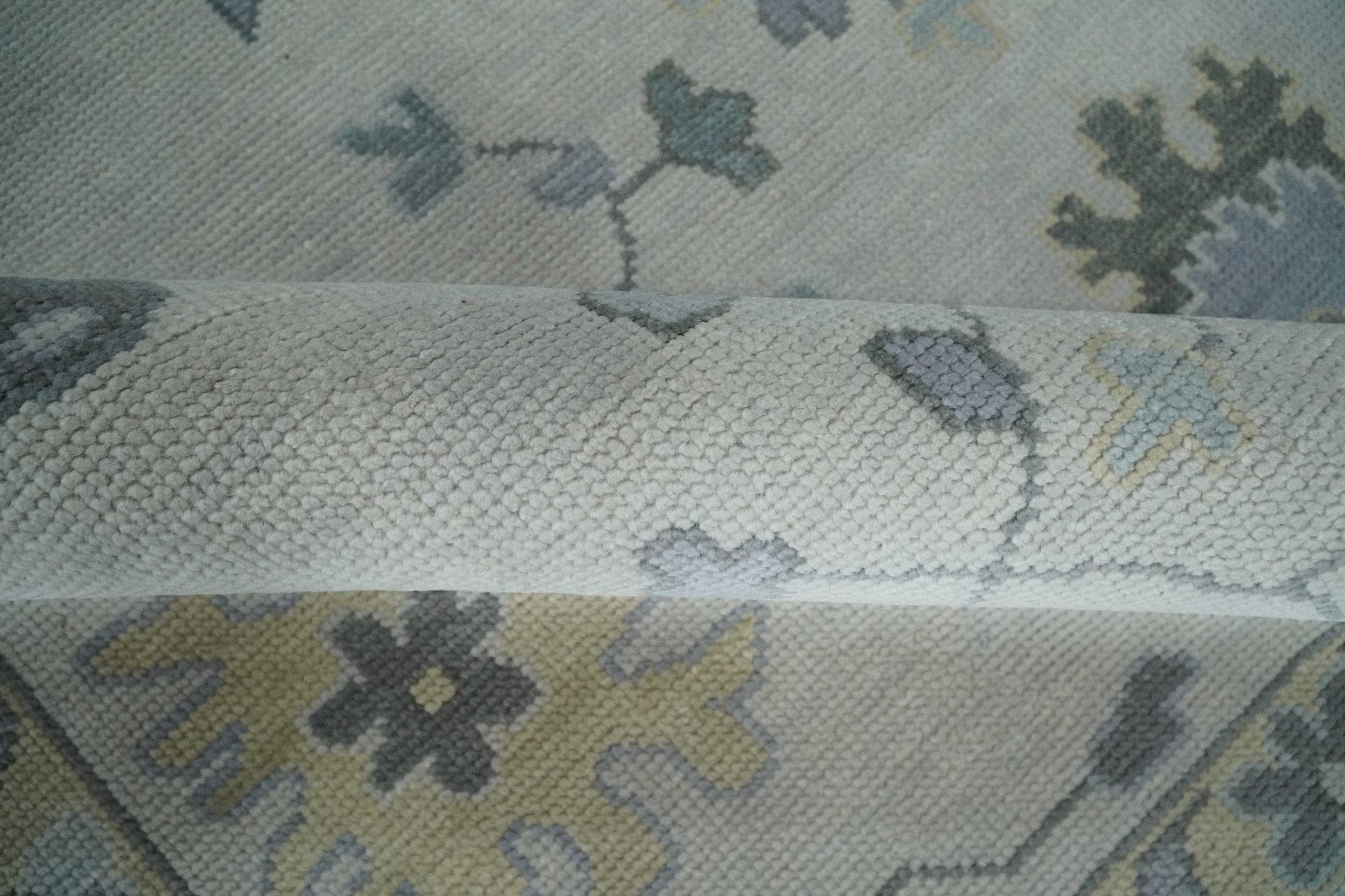 The Rug Decor Area Rug Custom Made Hand Knotted Silver, Blue and Beige Traditional Oushak Wool Area Rug Custom Made Hand Knotted Silver, Blue and Beige Traditional Oushak Wool Area Rug