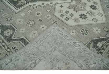 The Rug Decor Area Rug Custom Made Hand Knotted Silver, Charcoal and Ivory Traditional Medallion Wool Area Rug Custom Made Hand Knotted Silver, Charcoal and Ivory Traditional Medallion Wool Area Rug