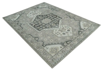 The Rug Decor Area Rug Custom Made Hand Knotted Silver, Charcoal and Ivory Traditional Medallion Wool Area Rug Custom Made Hand Knotted Silver, Charcoal and Ivory Traditional Medallion Wool Area Rug