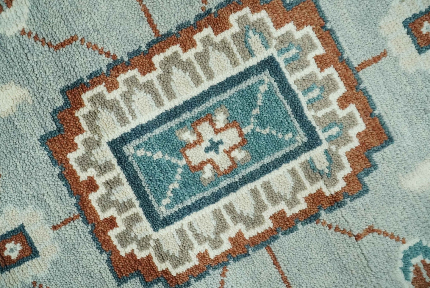 The Rug Decor Area Rug Custom Made Hand Knotted Silver, Teal, Ivory and Brown Traditional Oriental Oushak wool area Rug Custom Made Hand Knotted Silver, Teal, Ivory and Brown Traditional Oriental Oushak wool area Rug