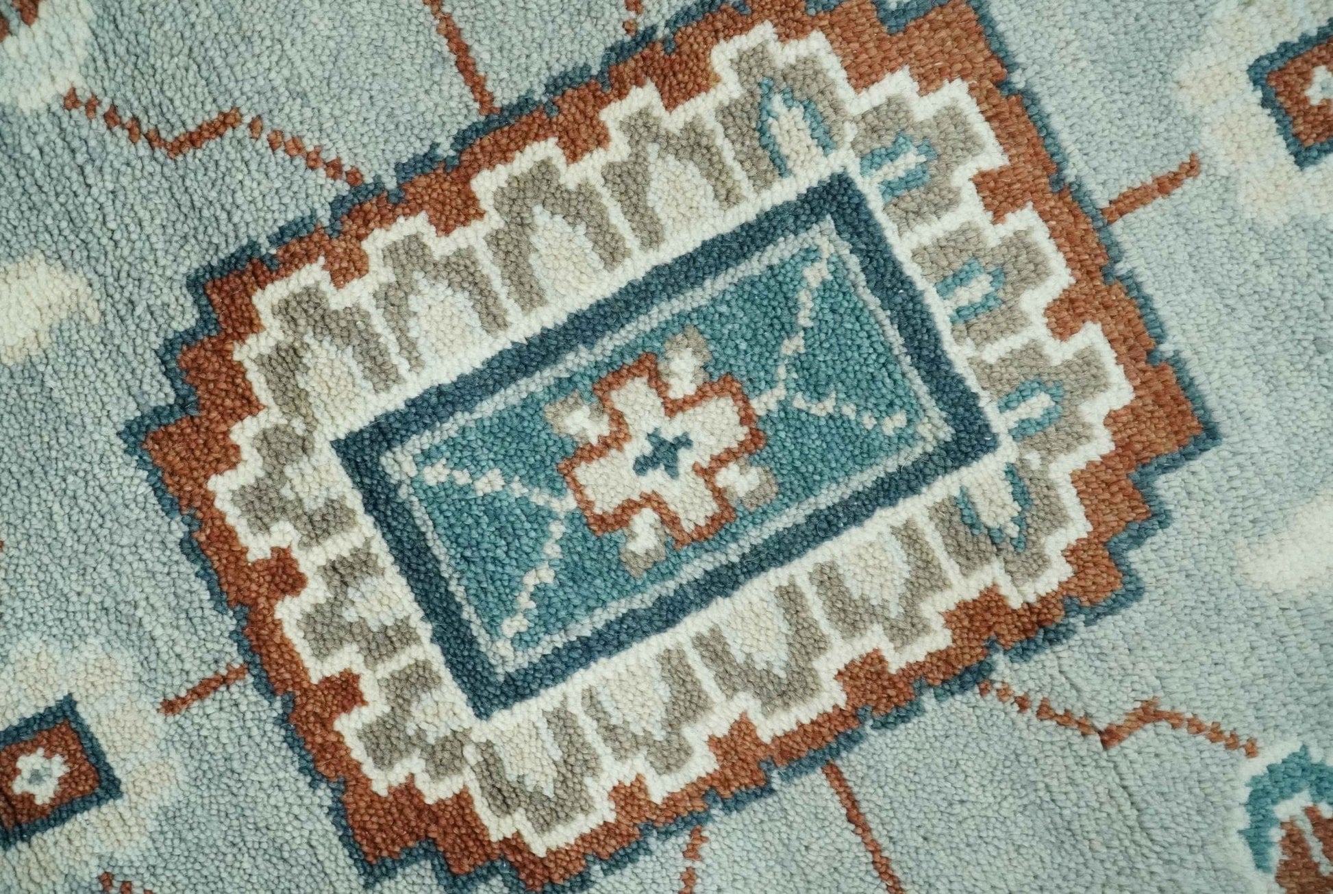 The Rug Decor Area Rug Custom Made Hand Knotted Silver, Teal, Ivory and Brown Traditional Oriental Oushak wool area Rug Custom Made Hand Knotted Silver, Teal, Ivory and Brown Traditional Oriental Oushak wool area Rug