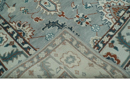 The Rug Decor Area Rug Custom Made Hand Knotted Silver, Teal, Ivory and Brown Traditional Oriental Oushak wool area Rug Custom Made Hand Knotted Silver, Teal, Ivory and Brown Traditional Oriental Oushak wool area Rug