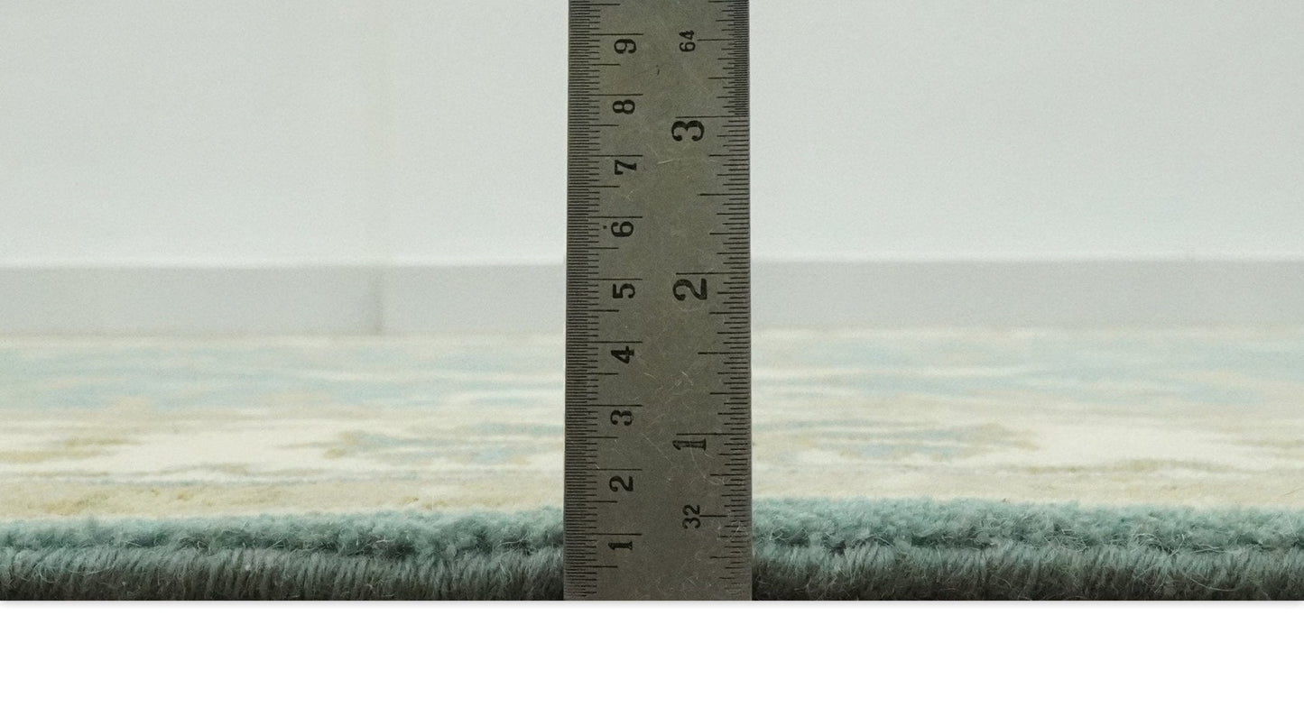 The Rug Decor Area Rug Custom Made Hand Knotted Teal, Ivory and Olive Oriental Oushak wool area rug Custom Made Hand Knotted Teal, Ivory and Olive Oriental Oushak wool area rug