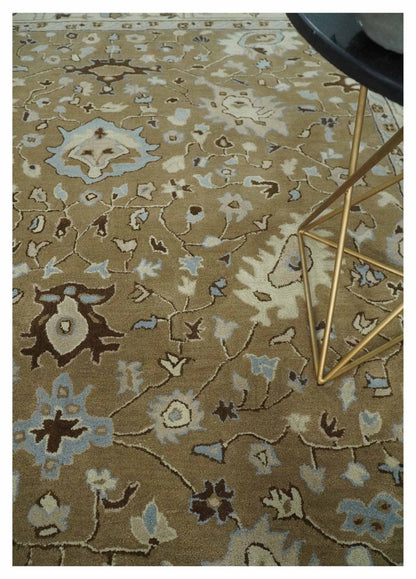 The Rug Decor Area Rug Custom Made Hand Tufted Earthy Camel and Beige Traditional Wool Oushak Rug Custom Made Hand Tufted Earthy Camel and Beige Traditional Wool Oushak Rug