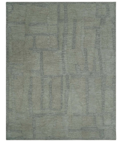 The Rug Decor Area Rug 8x10 Custom Made Hand Tufted Ivory, Olive and Charcoal Modern Abstract Stripes Design Rug Custom Made Hand Tufted Ivory, Olive and Charcoal Modern Abstract Stripes Design Rug