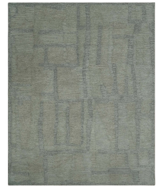 The Rug Decor Area Rug 8x10 Custom Made Hand Tufted Ivory, Olive and Charcoal Modern Abstract Stripes Design Rug Custom Made Hand Tufted Ivory, Olive and Charcoal Modern Abstract Stripes Design Rug