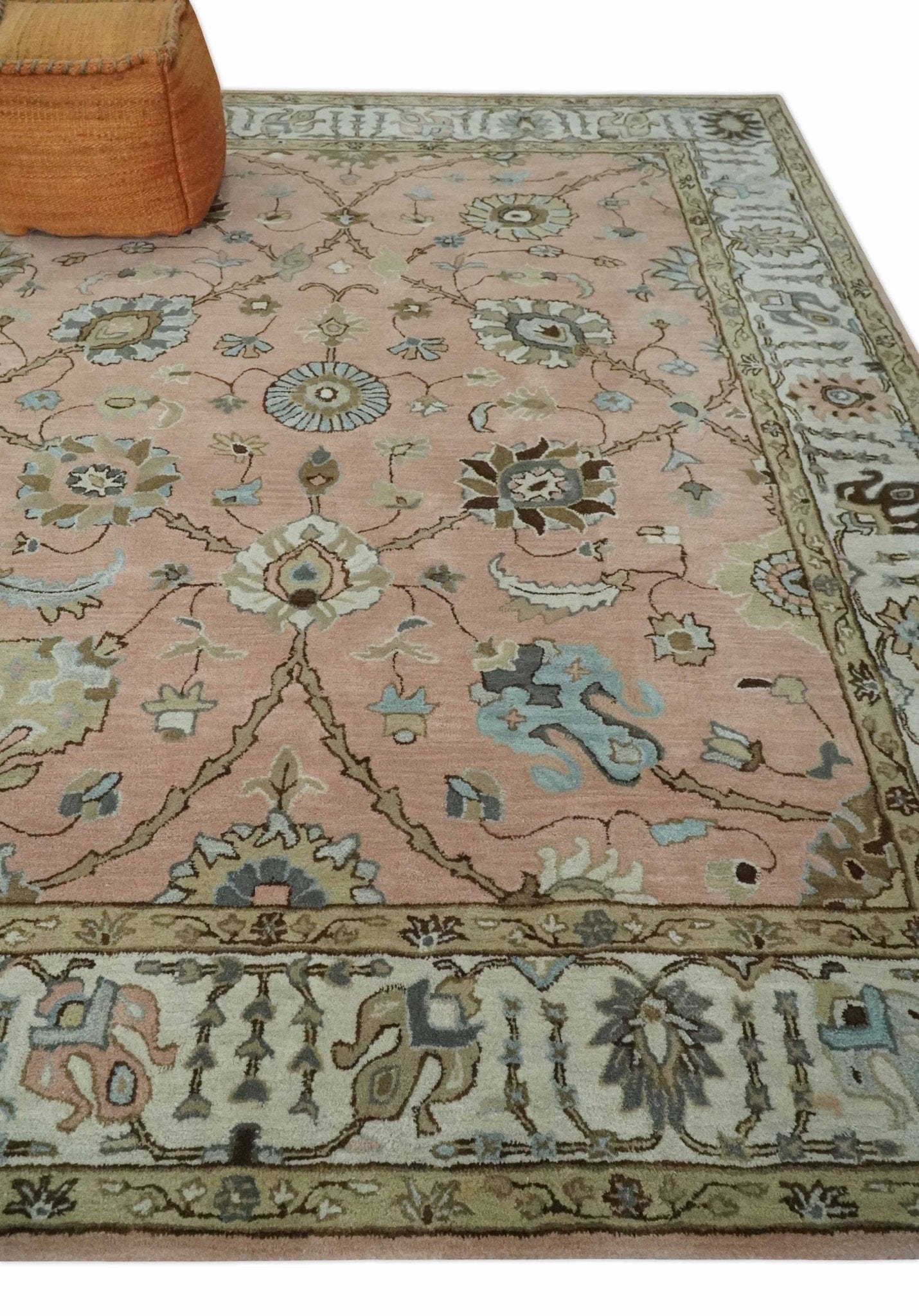 The Rug Decor Area Rug Custom Made Hand Tufted Peach Pink and Ivory Modern Colorful Oushak Rug, Kids, Living Room and Bedroom Rug Custom Made Hand Tufted Peach Pink and Ivory Modern Colorful Oushak Rug, Kids, Living Room and Bedroom Rug