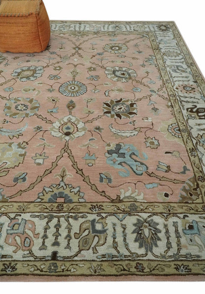 The Rug Decor Area Rug Custom Made Hand Tufted Peach Pink and Ivory Modern Colorful Oushak Rug, Kids, Living Room and Bedroom Rug Custom Made Hand Tufted Peach Pink and Ivory Modern Colorful Oushak Rug, Kids, Living Room and Bedroom Rug