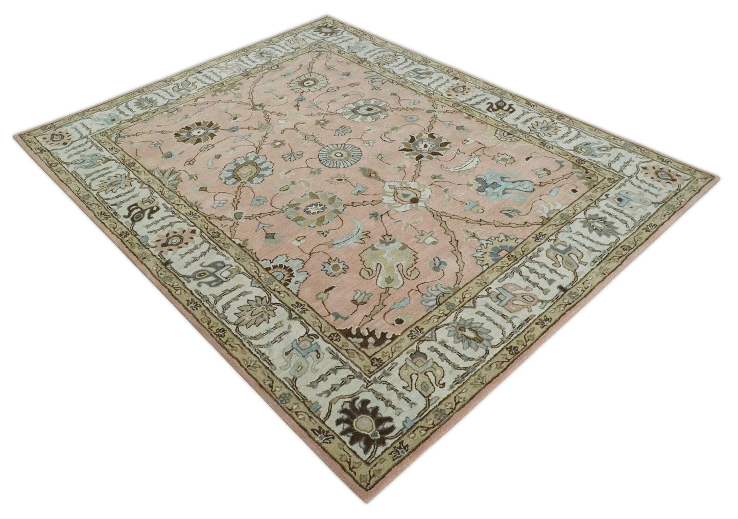 The Rug Decor Area Rug Custom Made Hand Tufted Peach Pink and Ivory Modern Colorful Oushak Rug, Kids, Living Room and Bedroom Rug Custom Made Hand Tufted Peach Pink and Ivory Modern Colorful Oushak Rug, Kids, Living Room and Bedroom Rug