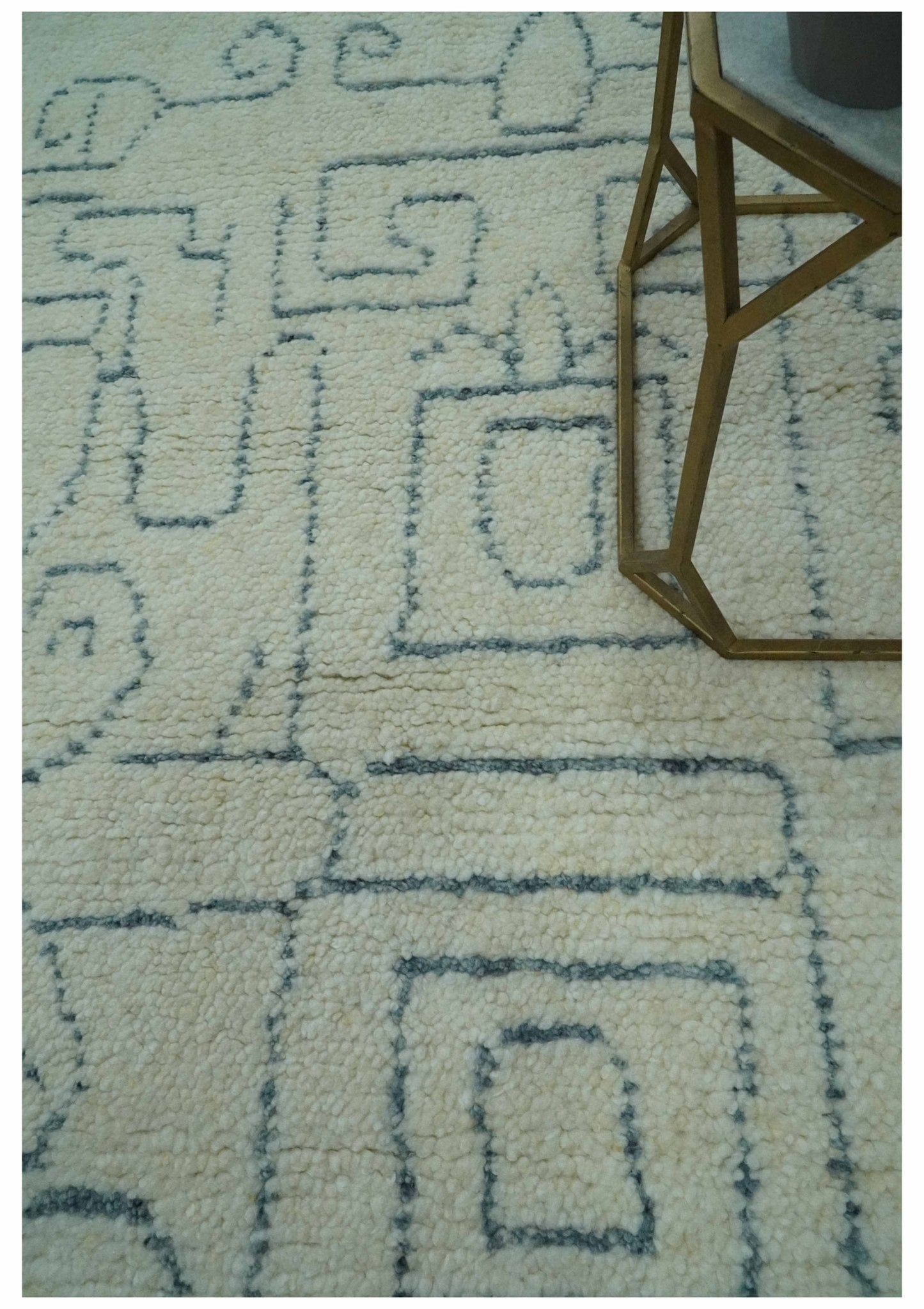 The Rug Decor Area Rug Custom Made Ivory, Beige and Gray Maze Design Hand knotted wool Area Rug Custom Made Ivory, Beige and Gray Maze Design Hand knotted wool Area Rug