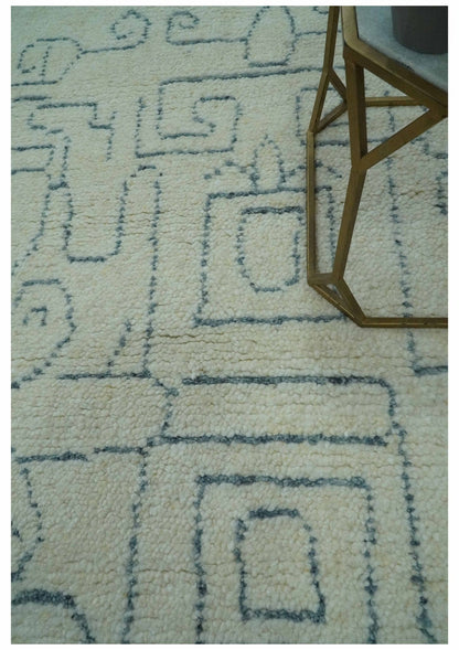 The Rug Decor Area Rug Custom Made Ivory, Beige and Gray Maze Design Hand knotted wool Area Rug Custom Made Ivory, Beige and Gray Maze Design Hand knotted wool Area Rug