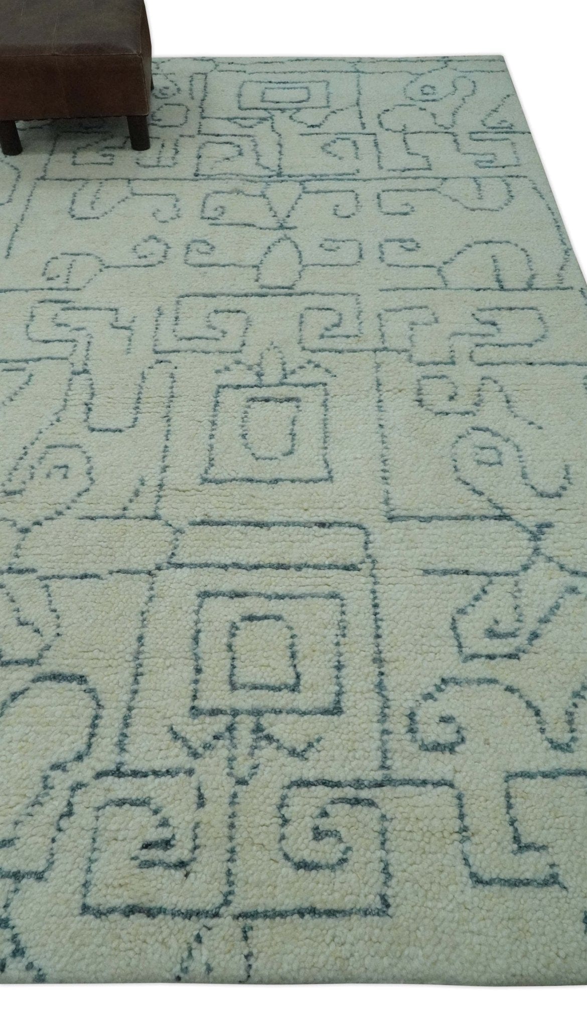 The Rug Decor Area Rug Custom Made Ivory, Beige and Gray Maze Design Hand knotted wool Area Rug Custom Made Ivory, Beige and Gray Maze Design Hand knotted wool Area Rug