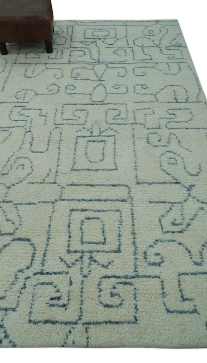 The Rug Decor Area Rug Custom Made Ivory, Beige and Gray Maze Design Hand knotted wool Area Rug Custom Made Ivory, Beige and Gray Maze Design Hand knotted wool Area Rug