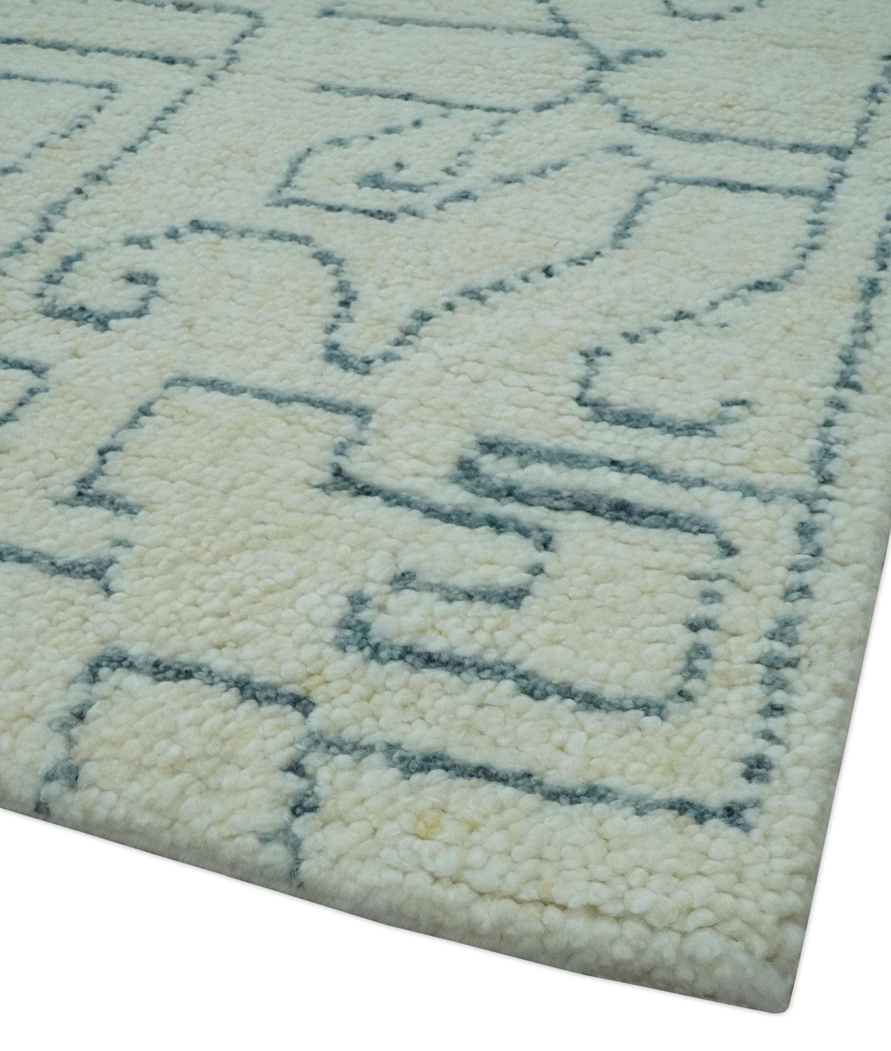 The Rug Decor Area Rug Custom Made Ivory, Beige and Gray Maze Design Hand knotted wool Area Rug Custom Made Ivory, Beige and Gray Maze Design Hand knotted wool Area Rug