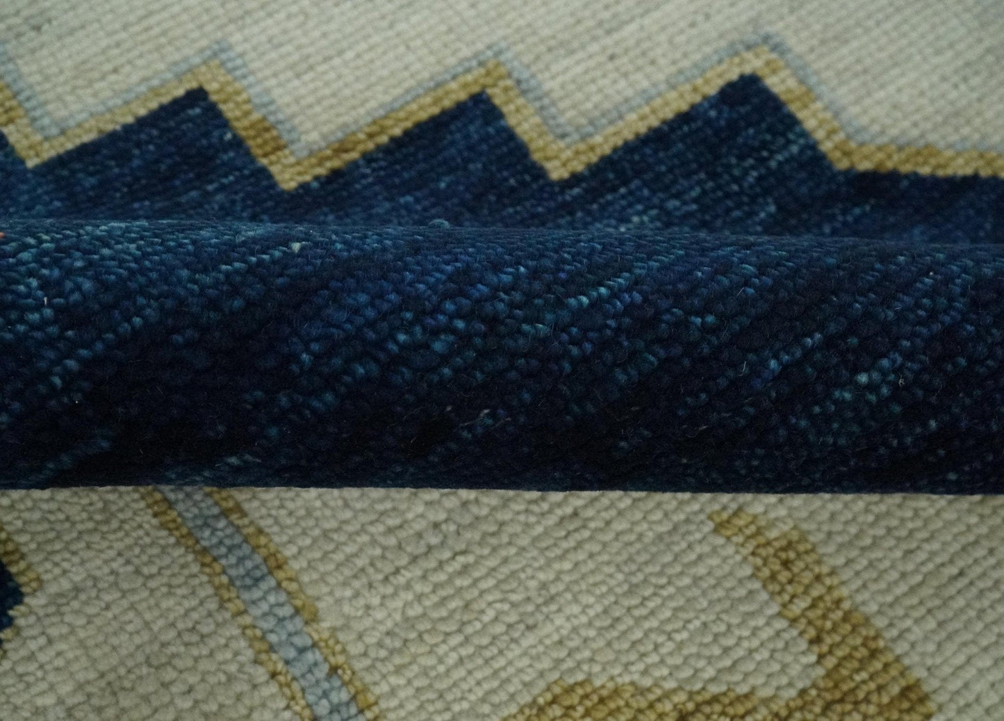 The Rug Decor Area Rug Custom Made Ivory, Blue, Beige and Rust Hand Knotted Traditional Heriz Wool Area Rug Custom Made Ivory, Blue, Beige and Rust Hand Knotted Traditional Heriz Wool Area Rug