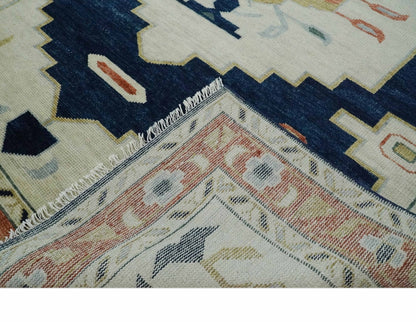 The Rug Decor Area Rug Custom Made Ivory, Blue, Beige and Rust Hand Knotted Traditional Heriz Wool Area Rug Custom Made Ivory, Blue, Beige and Rust Hand Knotted Traditional Heriz Wool Area Rug