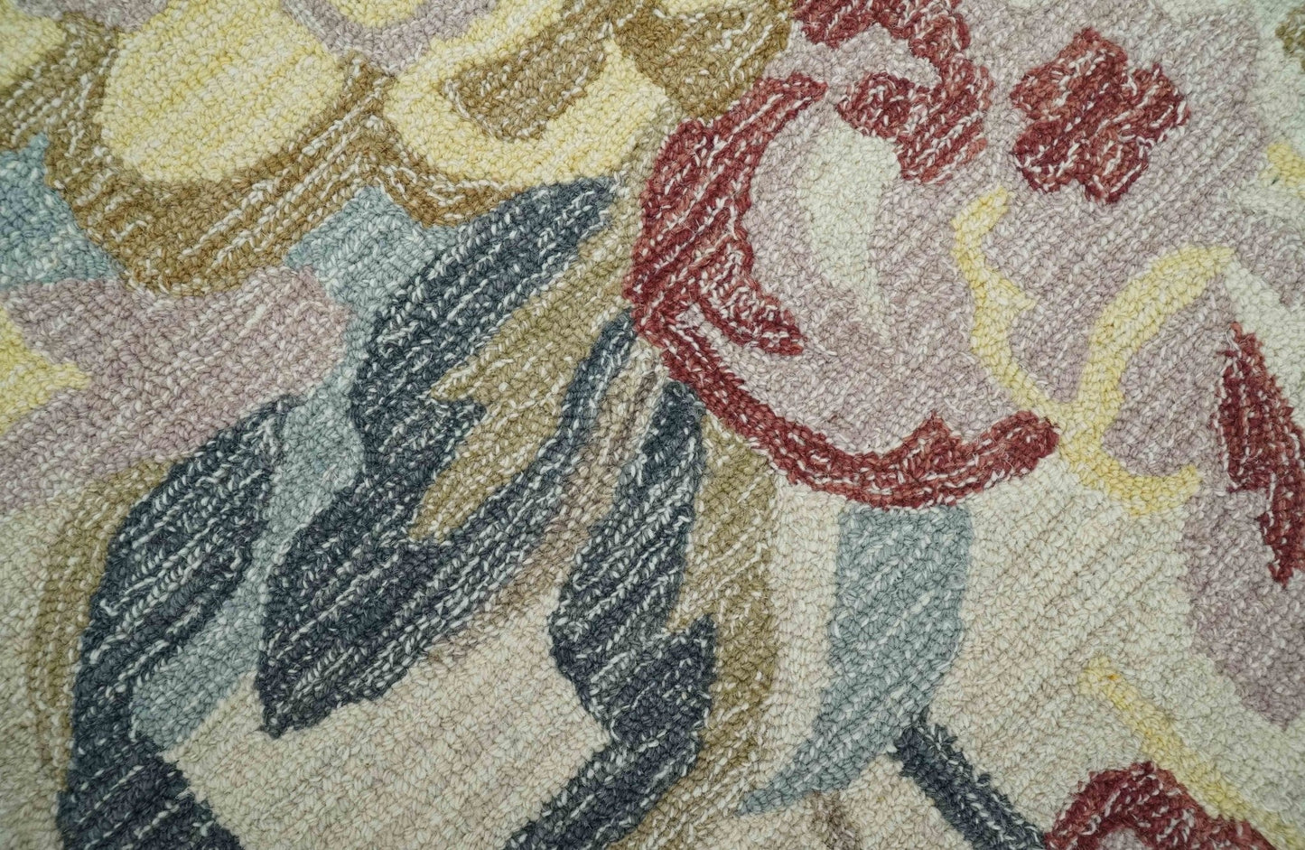 The Rug Decor Area Rug Custom Made Ivory, Charcoal and Olive Floral Design Colorful Hand Tufted wool rug Custom Made Ivory, Charcoal and Olive Floral Design Colorful Hand Tufted wool rug