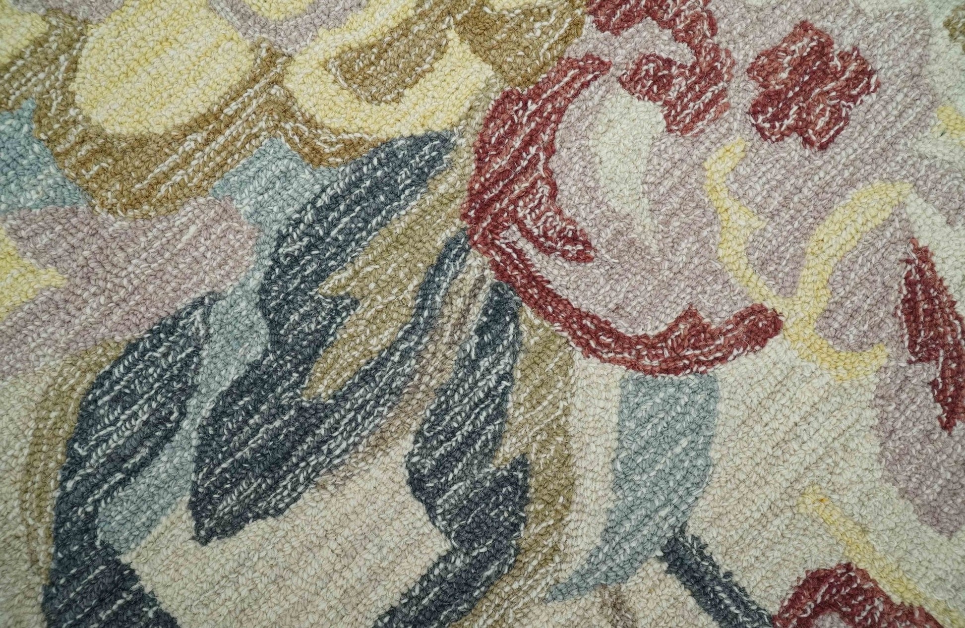 The Rug Decor Area Rug Custom Made Ivory, Charcoal and Olive Floral Design Colorful Hand Tufted wool rug Custom Made Ivory, Charcoal and Olive Floral Design Colorful Hand Tufted wool rug