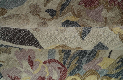 The Rug Decor Area Rug Custom Made Ivory, Charcoal and Olive Floral Design Colorful Hand Tufted wool rug Custom Made Ivory, Charcoal and Olive Floral Design Colorful Hand Tufted wool rug