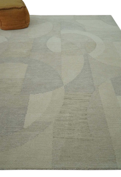 The Rug Decor Area Rug Custom Made Ivory, Gray and Beige Modern Contemporary Hand Tufted wool rug Custom Made Ivory, Gray and Beige Modern Contemporary Hand Tufted wool rug