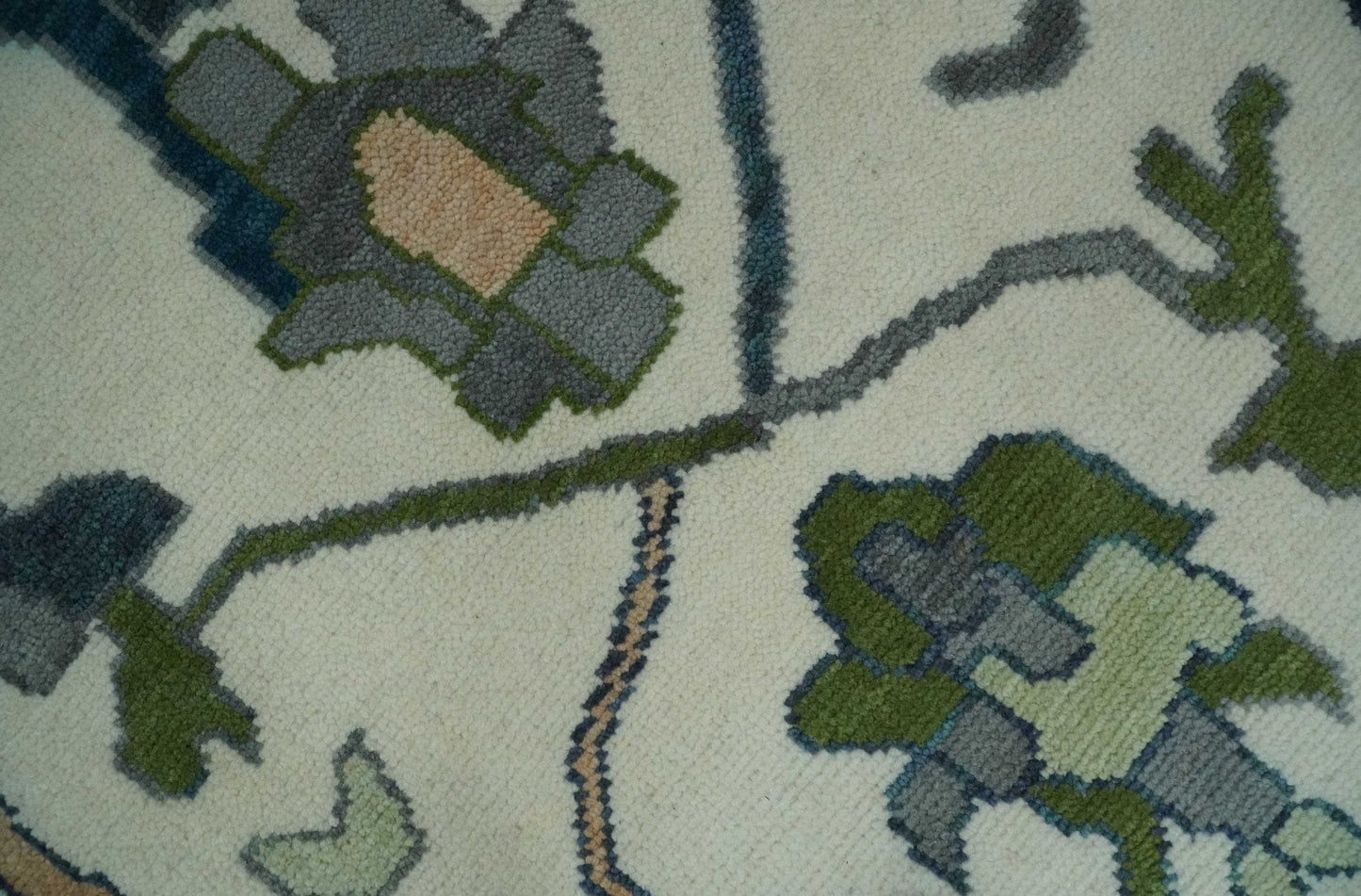 The Rug Decor Area Rug Custom Made Ivory, Gray and Green Hand knotted Traditional Oushak Wool Area Rug Custom Made Ivory, Gray and Green Hand knotted Traditional Oushak Wool Area Rug