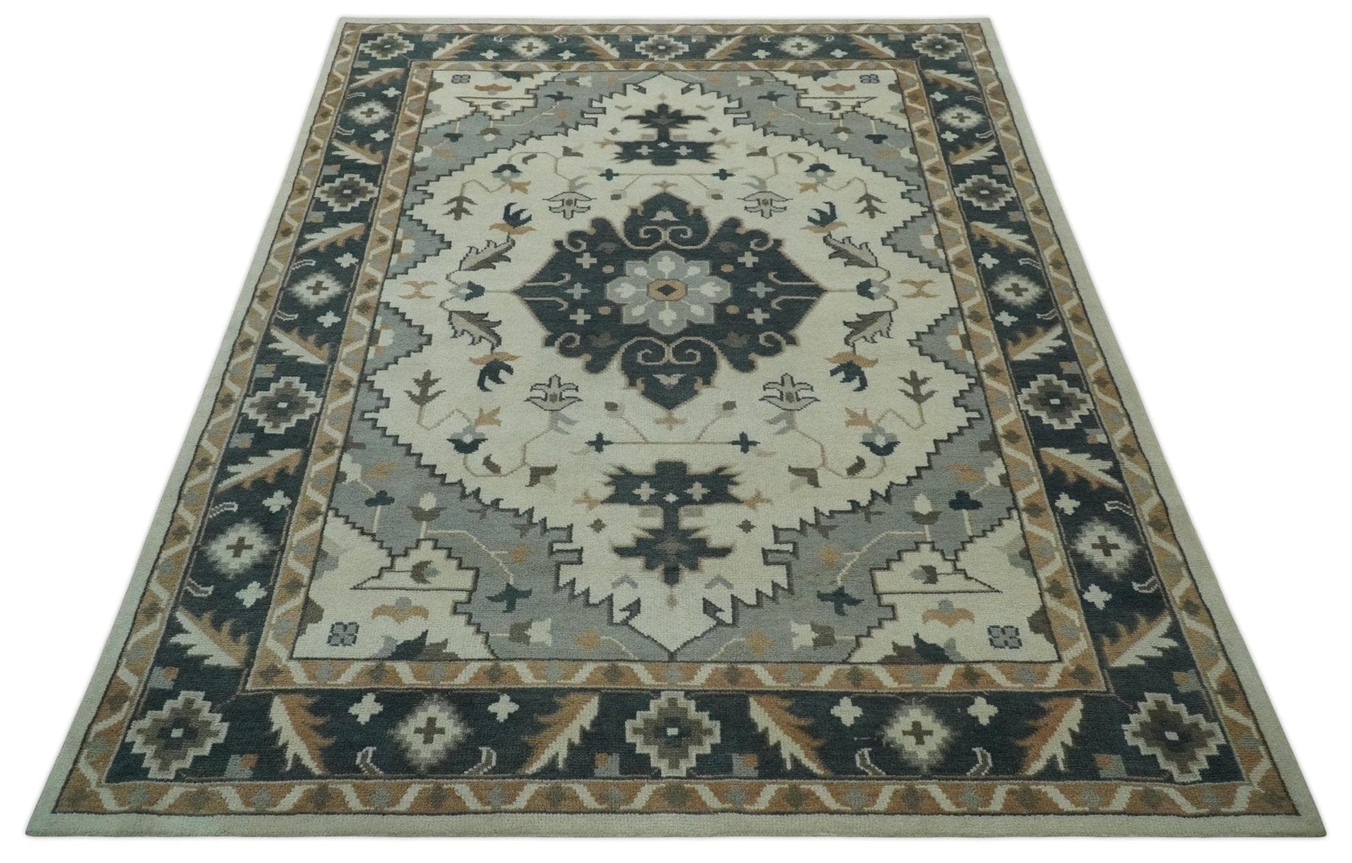 The Rug Decor Area Rug Custom Made Ivory, Gray, Camel and Charcoal Traditional Multi Size Wool Area Rug Custom Made Ivory, Gray, Camel and Charcoal Traditional Multi Size Wool Area Rug