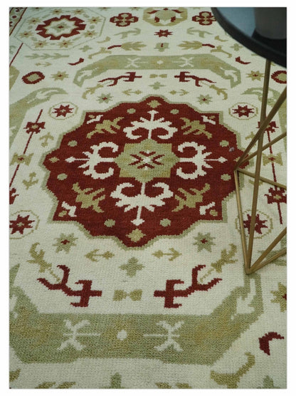 The Rug Decor Area Rug Custom Made Ivory, Olive and Maroon Traditional Medallion Mamluk Design wool Rug Custom Made Ivory, Olive and Maroon Traditional Medallion Mamluk Design wool Rug