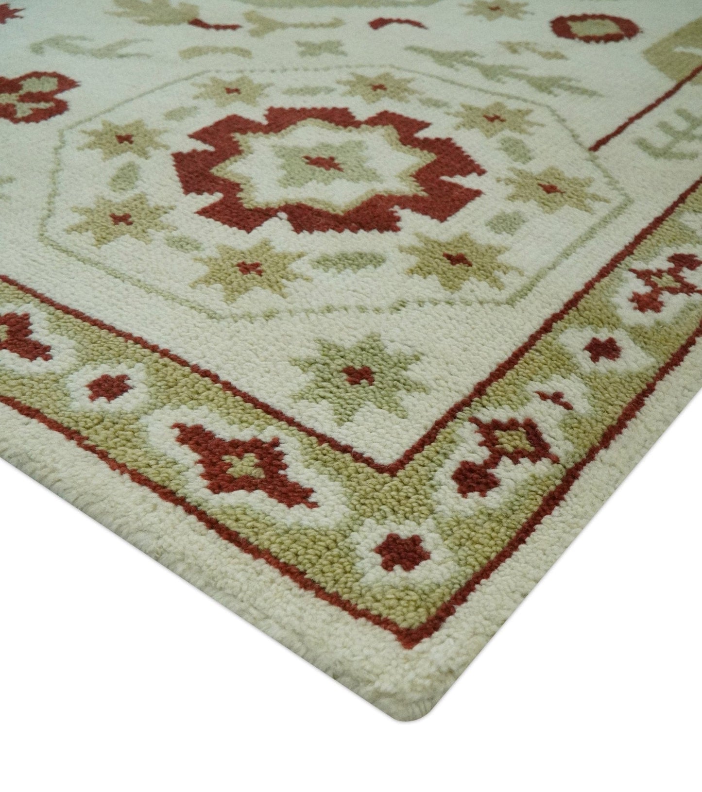 The Rug Decor Area Rug Custom Made Ivory, Olive and Maroon Traditional Medallion Mamluk Design wool Rug Custom Made Ivory, Olive and Maroon Traditional Medallion Mamluk Design wool Rug