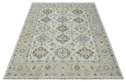 The Rug Decor Area Rug Custom Made Ivory, Peach and Gray Hand knotted Traditional Turkish Design Oushak wool Area Rug Custom Made Ivory, Peach and Gray Hand knotted Traditional Turkish Design Oushak wool Area Rug