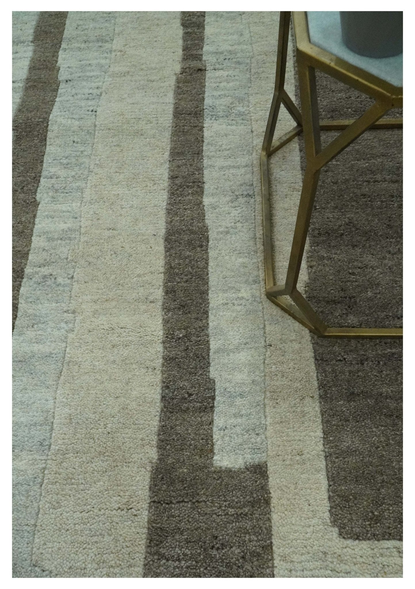 The Rug Decor Area Rug Custom Made Modern Geometrical Silver, Ivory and Charcoal Hand Knotted Wool area Rug Custom Made Modern Geometrical Silver, Ivory and Charcoal Hand Knotted Wool area Rug