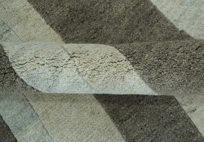 The Rug Decor Area Rug Custom Made Modern Geometrical Silver, Ivory and Charcoal Hand Knotted Wool area Rug Custom Made Modern Geometrical Silver, Ivory and Charcoal Hand Knotted Wool area Rug