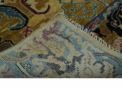 The Rug Decor Area Rug Custom Made Mustard and Teal transitional Dragon Oushak wool area rug Custom Made Mustard and Teal transitional Dragon Oushak wool area rug