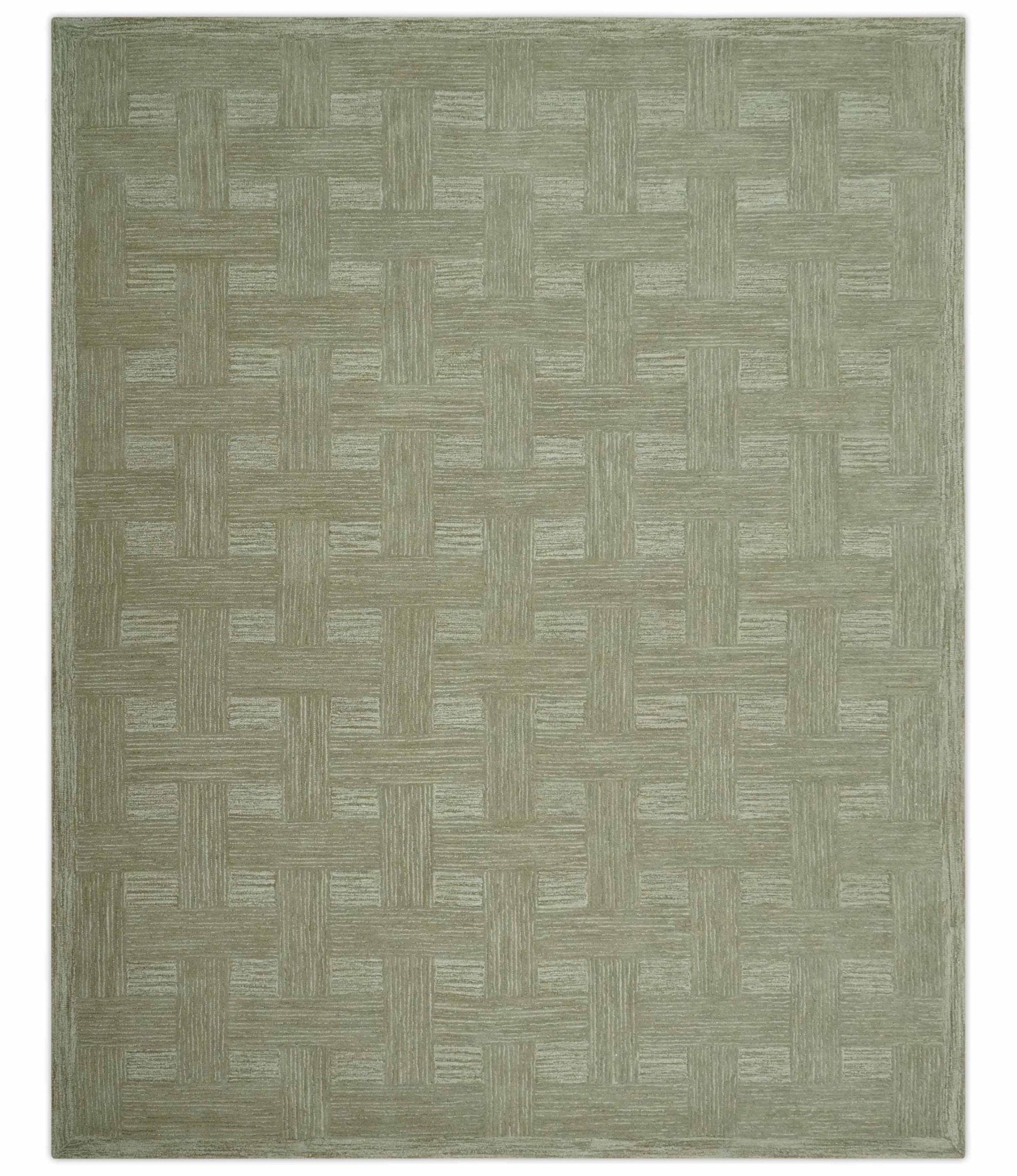 The Rug Decor Area Rug 8x10 Custom Made Olive and Ivory Modern Geometrical Hand Tufted wool rug Custom Made Olive and Ivory Modern Geometrical Hand Tufted wool rug
