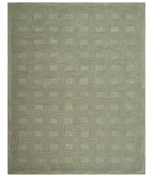 The Rug Decor Area Rug 8x10 Custom Made Olive and Ivory Modern Geometrical Hand Tufted wool rug Custom Made Olive and Ivory Modern Geometrical Hand Tufted wool rug