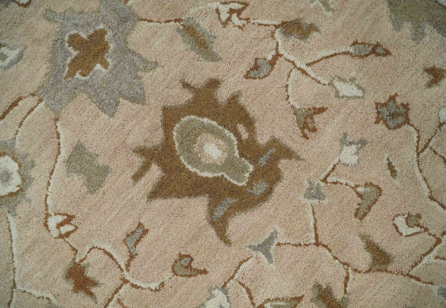 The Rug Decor Area Rug Custom Made Oushak Design Tufted Peach, Ivory and Olive Traditional Rug Custom Made Oushak Design Tufted Peach, Ivory and Olive Traditional Rug